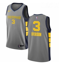 Youth Nike Memphis Grizzlies 3 Allen Iverson Swingman Gray NBA Jersey City Edition 