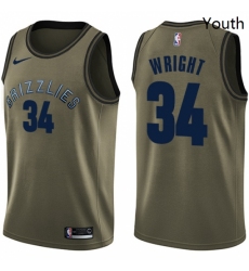 Youth Nike Memphis Grizzlies 34 Brandan Wright Swingman Green Salute to Service NBA Jersey 