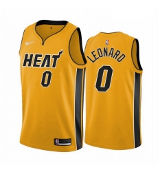 Men Miami Heat 0 Meyers Leonard Yellow NBA Swingman 2020 21 Earned Edition Jersey