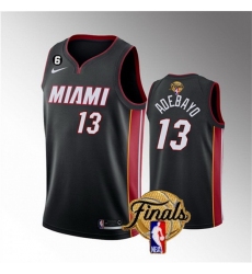 Men Miami Heat 13 Bam Adebayo Black 2023 Finals Icon Edition With NO 6 Patch Stitched Basketball Jersey