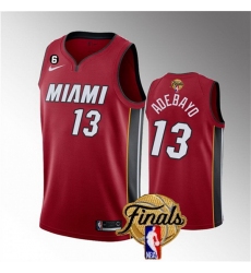 Men Miami Heat 13 Bam Adebayo Red 2023 Finals Statement Edition With NO 6 Patch Stitched Basketball Jersey