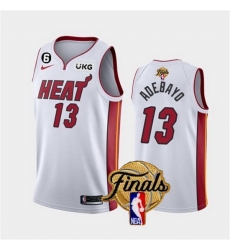Men Miami Heat 13 Bam Adebayo White 2023 Finals Association Edition With NO 6 Patch Stitched Basketball Jersey