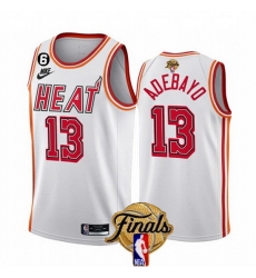 Men Miami Heat 13 Bam Adebayo White 2023 Finals Classic Edition With NO 6 Patch Stitched Basketball Jersey