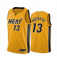 Men Miami Heat 13 Bam Adebayo Yellow NBA Swingman 2020 21 Earned Edition Jersey