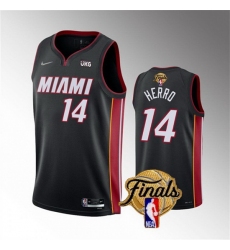 Men Miami Heat 14 Tyler Herro Black 2023 Finals Icon Edition Stitched Basketball Jersey