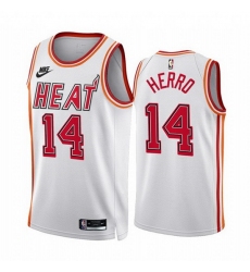Men Miami Heat 14 Tyler Herro White Classic Edition Stitched Basketball Jersey