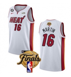 Men Miami Heat 16 Caleb Martin White 2023 Finals Association Edition With NO 6 Patch Stitched Basketball Jersey