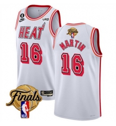 Men Miami Heat 16 Caleb Martin White 2023 Finals Classic Edition With NO 6 Patch Stitched Basketball Jersey