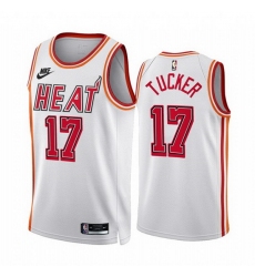 Men Miami Heat 17 P J  Tucker White Classic Edition Stitched Basketball Jersey