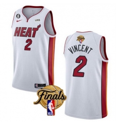 Men Miami Heat 2 Gabe Vincent White 2023 Finals Association Edition With NO 6 Patch Stitched Basketball Jersey