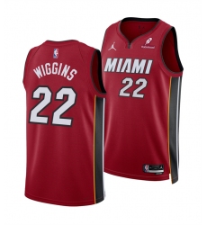 Men Miami Heat 22 Andrew Wiggins Red 2025 Statement Edition Swingman Stitched Basketball Jersey