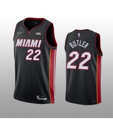 Men Miami Heat 22 Jimmy Butler Black Icon Edition 75th Anniversary Stitched Jersey