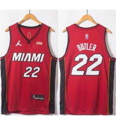 Men Miami Heat 22 Jimmy Butler Red Statement Edition 75th Anniversary Stitched Jersey