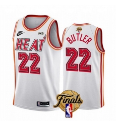 Men Miami Heat 22 Jimmy Butler White 2023 Finals Classic Edition Stitched Basketball Jersey