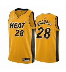 Men Miami Heat 28 Andre Iguodala Yellow NBA Swingman 2020 21 Earned Edition Jersey