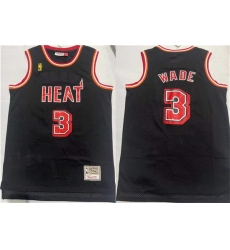 Men Miami Heat 3 Dwyane Wade Black Stitched Basketball Jersey