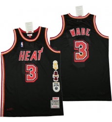Men Miami Heat 3 Dwyane Wade Black honor Throwback Jerseys
