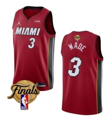 Men Miami Heat 3 Dwyane Wade Red 2023 Finals Statement Edition Stitched Basketball Jersey