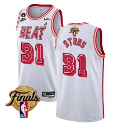 Men Miami Heat 31 Max Strus White 2023 Finals Classic Edition With NO 6 Patch Stitched Basketball Jersey