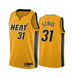 Men Miami Heat 31 Max Strus Yellow NBA Swingman 2020 21 Earned Edition Jersey