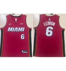 Men Miami Heat 6 LeBron James Red Stitched Basketball Jersey
