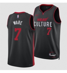 Men Miami Heat 7 Kel 27el Were Black 2024 Draft City Edition Stitched Basketball Jersey