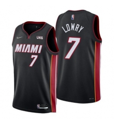 Men Miami Heat 7 Kyle Lowry Black Icon Edition 75th Anniversary Stitched Jersey