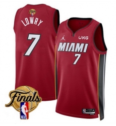 Men Miami Heat 7 Kyle Lowry Red 2023 Finals Statement Edition Stitched Basketball Jersey