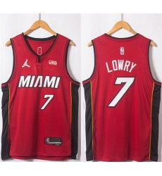 Men Miami Heat 7 Kyle Lowry Red Statement Edition 75th Anniversary Stitched Jersey