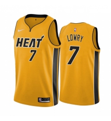 Men Miami Heat 7 Kyle Lowry Yellow NBA Swingman 2020 21 Earned Edition Jersey