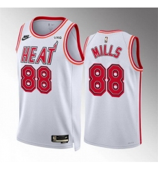 Men Miami Heat 88 Patrick Mills White Classic Edition Stitched Basketball Jersey
