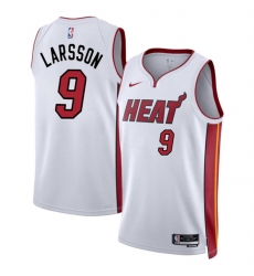 Men Miami Heat 9 Pelle Larsson White 2024 Draft Association Edition Stitched Basketball Jersey