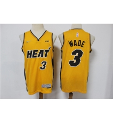 Men Miami Heat Dwyane Wade 3 Yellow Swingman Stitched NBA Jersey