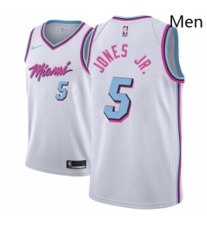 Men NBA 2018 19 Miami Heat 5 Derrick Jones Jr City Edition White Jersey 