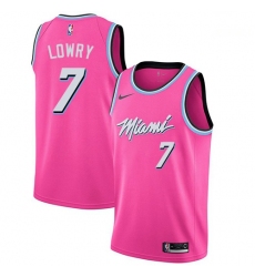 Men Nike Miami Heat 7 Kyle Lowry Pink NBA Swingman Earned Edition Jersey