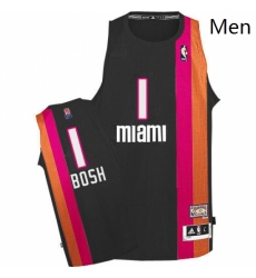 Mens Adidas Miami Heat 1 Chris Bosh Authentic Black ABA Hardwood Classic NBA Jersey