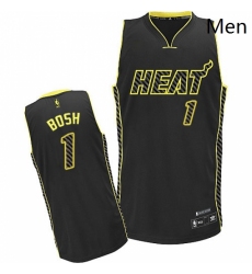 Mens Adidas Miami Heat 1 Chris Bosh Authentic Black Electricity Fashion NBA Jersey