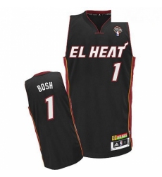 Mens Adidas Miami Heat 1 Chris Bosh Authentic Black Latin Nights NBA Jersey
