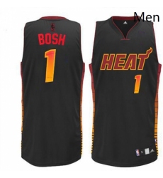 Mens Adidas Miami Heat 1 Chris Bosh Authentic Black Vibe NBA Jersey