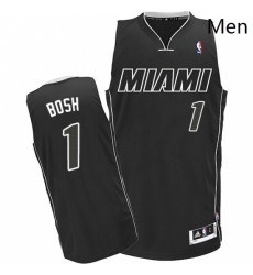 Mens Adidas Miami Heat 1 Chris Bosh Authentic BlackWhite NBA Jersey