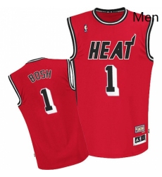 Mens Adidas Miami Heat 1 Chris Bosh Authentic Red Hardwood Classics Nights NBA Jersey