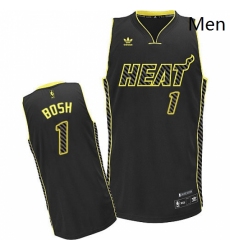 Mens Adidas Miami Heat 1 Chris Bosh Swingman Black Electricity Fashion NBA Jersey