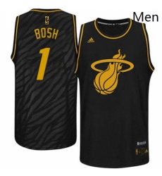 Mens Adidas Miami Heat 1 Chris Bosh Swingman Black Precious Metals Fashion NBA Jersey