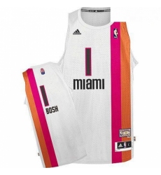 Mens Adidas Miami Heat 1 Chris Bosh Swingman White ABA Hardwood Classic NBA Jersey