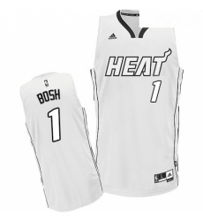 Mens Adidas Miami Heat 1 Chris Bosh Swingman White On White NBA Jersey