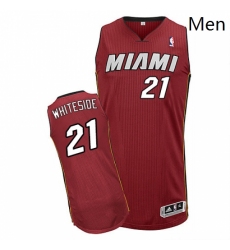 Mens Adidas Miami Heat 21 Hassan Whiteside Authentic Red Alternate NBA Jersey