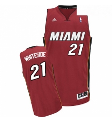 Mens Adidas Miami Heat 21 Hassan Whiteside Swingman Red Alternate NBA Jersey
