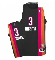 Mens Adidas Miami Heat 3 Dwyane Wade Authentic Black ABA Hardwood Classic NBA Jersey