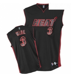 Mens Adidas Miami Heat 3 Dwyane Wade Authentic Black BlackRed No NBA Jersey