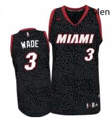 Mens Adidas Miami Heat 3 Dwyane Wade Authentic Black Crazy Light NBA Jersey